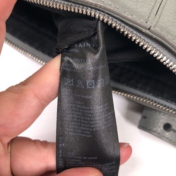 AllSaints Fetch Lea Backpack Handbag Mink Grey Leather Purse Bag OS - Picture 7 of 15